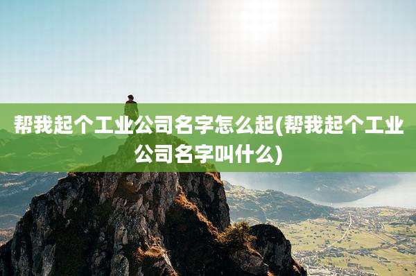 帮我起个工业公司名字怎么起(帮我起个工业公司名字叫什么)
