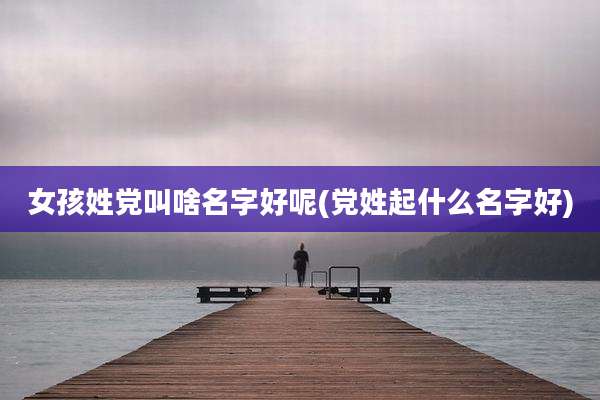 女孩姓党叫啥名字好呢(党姓起什么名字好)
