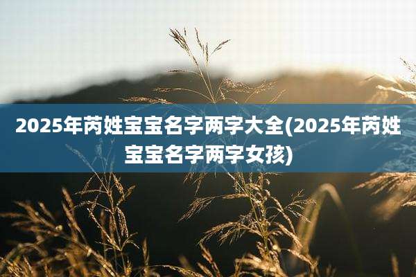 2025年芮姓宝宝名字两字大全(2025年芮姓宝宝名字两字女孩)