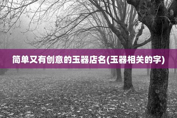 简单又有创意的玉器店名(玉器相关的字)
