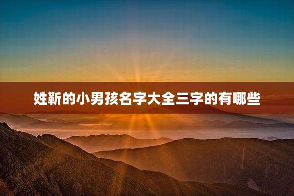 姓靳的小男孩名字大全三字的有哪些