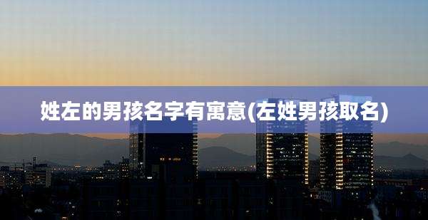 姓左的男孩名字有寓意(左姓男孩取名)