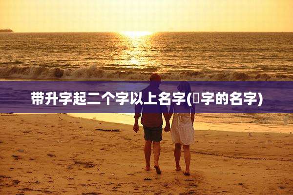 带升字起二个字以上名字(昇字的名字)