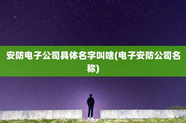 安防电子公司具体名字叫啥(电子安防公司名称)
