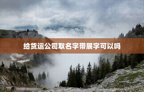 给货运公司取名字带展字可以吗