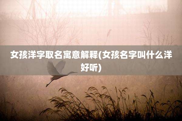 女孩洋字取名寓意解释(女孩名字叫什么洋好听)