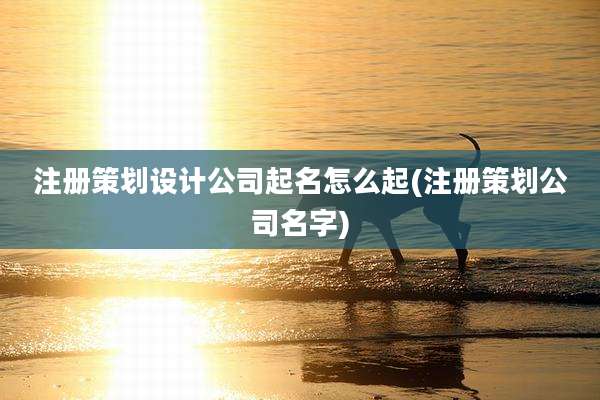 注册策划设计公司起名怎么起(注册策划公司名字)