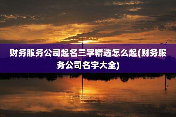 财务服务公司起名三字精选怎么起(财务服务公司名字大全)