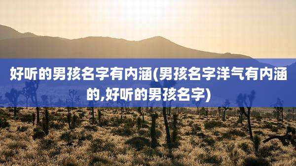 好听的男孩名字有内涵(男孩名字洋气有内涵的,好听的男孩名字)