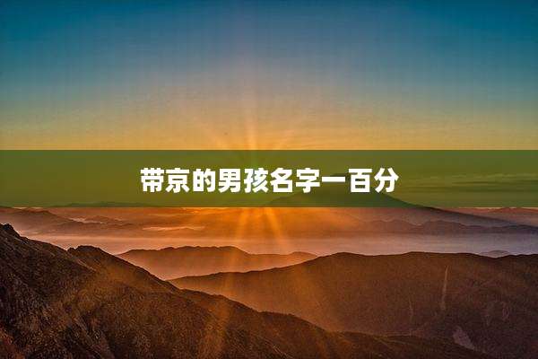 带京的男孩名字一百分