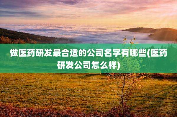 做医药研发最合适的公司名字有哪些(医药研发公司怎么样)