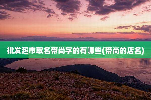 批发超市取名带尚字的有哪些(带尚的店名)