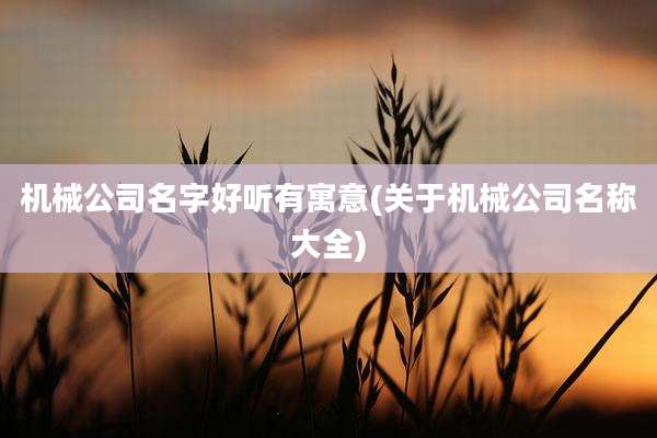 机械公司名字好听有寓意(关于机械公司名称大全)