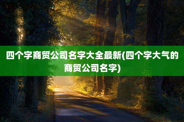四个字商贸公司名字大全最新(四个字大气的商贸公司名字)