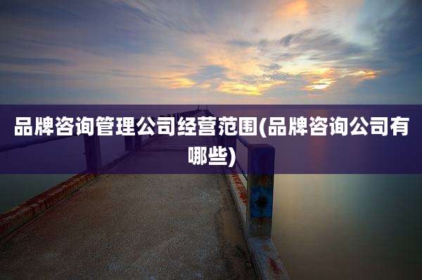 品牌咨询管理公司经营范围(品牌咨询公司有哪些)