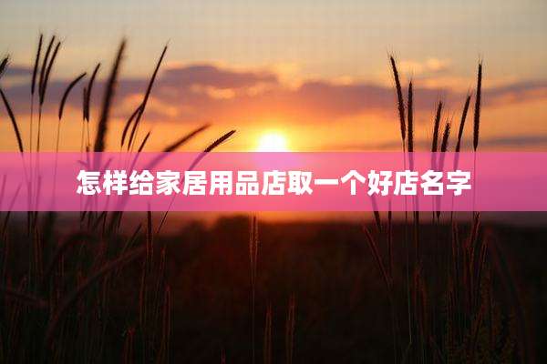 怎样给家居用品店取一个好店名字