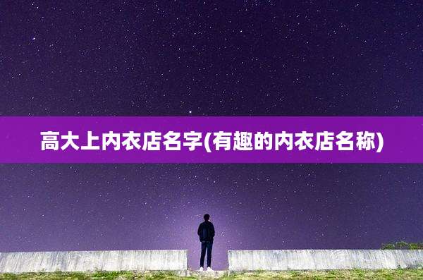 高大上内衣店名字(有趣的内衣店名称)