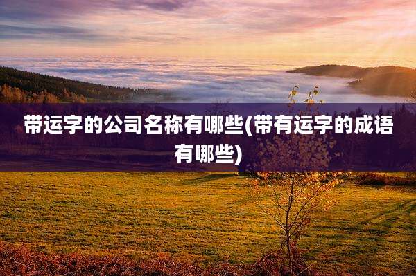 带运字的公司名称有哪些(带有运字的成语有哪些)