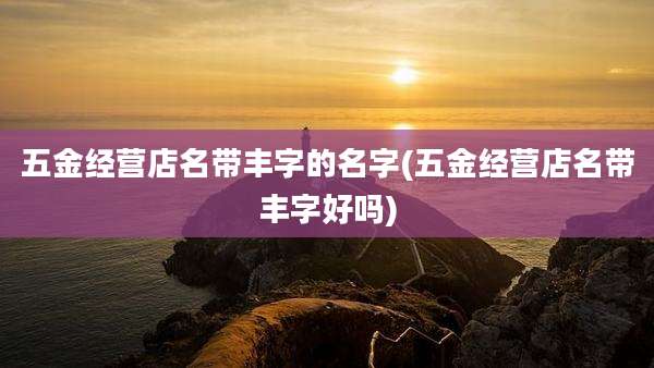 五金经营店名带丰字的名字(五金经营店名带丰字好吗)