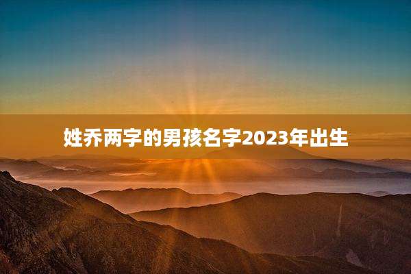 姓乔两字的男孩名字2023年出生