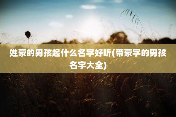 姓蒙的男孩起什么名字好听(带蒙字的男孩名字大全)