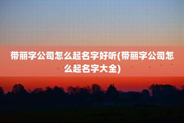 带丽字公司怎么起名字好听(带丽字公司怎么起名字大全)