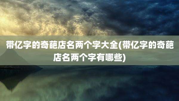 带亿字的奇葩店名两个字大全(带亿字的奇葩店名两个字有哪些)