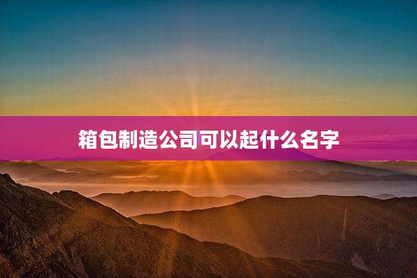箱包制造公司可以起什么名字