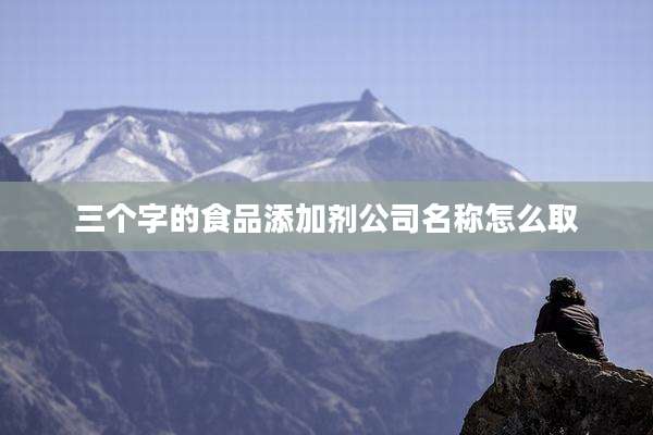 三个字的食品添加剂公司名称怎么取