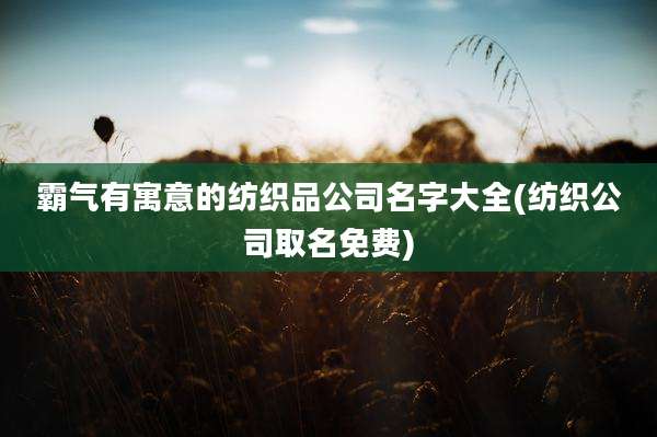 霸气有寓意的纺织品公司名字大全(纺织公司取名免费)