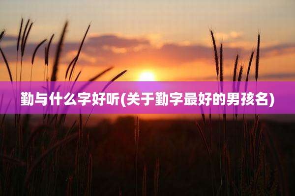 勤与什么字好听(关于勤字最好的男孩名)