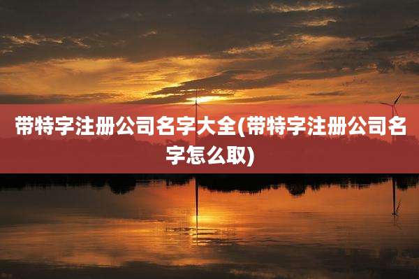 带特字注册公司名字大全(带特字注册公司名字怎么取)