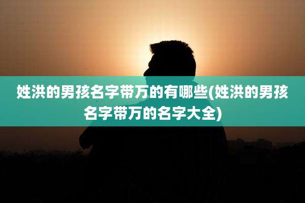 姓洪的男孩名字带万的有哪些(姓洪的男孩名字带万的名字大全)
