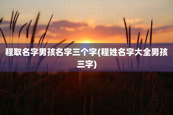 程取名字男孩名字三个字(程姓名字大全男孩三字)