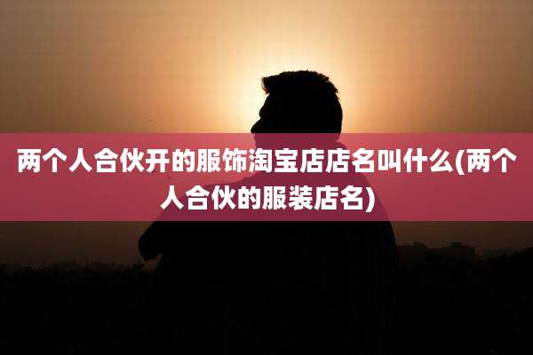 两个人合伙开的服饰淘宝店店名叫什么(两个人合伙的服装店名)