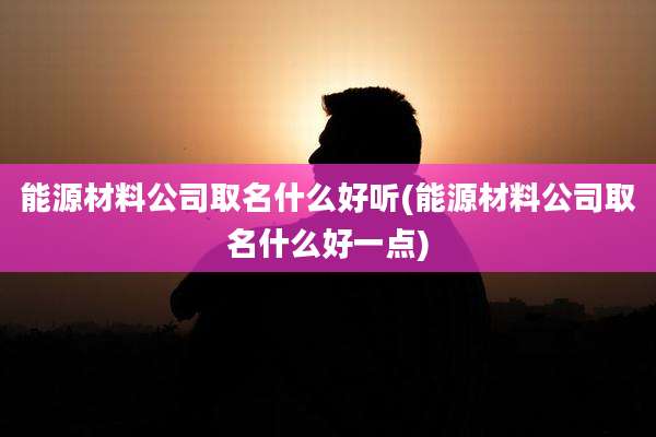 能源材料公司取名什么好听(能源材料公司取名什么好一点)