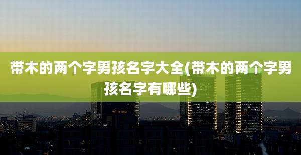 带木的两个字男孩名字大全(带木的两个字男孩名字有哪些)