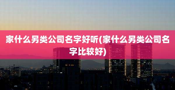 家什么另类公司名字好听(家什么另类公司名字比较好)