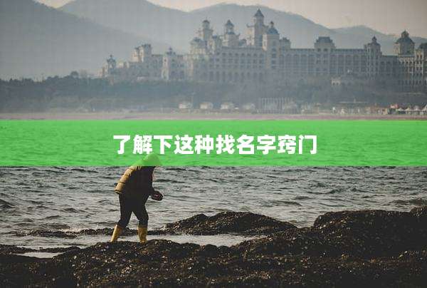 了解下这种找名字窍门