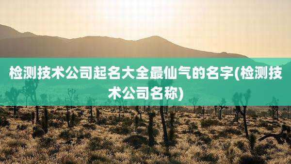 检测技术公司起名大全最仙气的名字(检测技术公司名称)