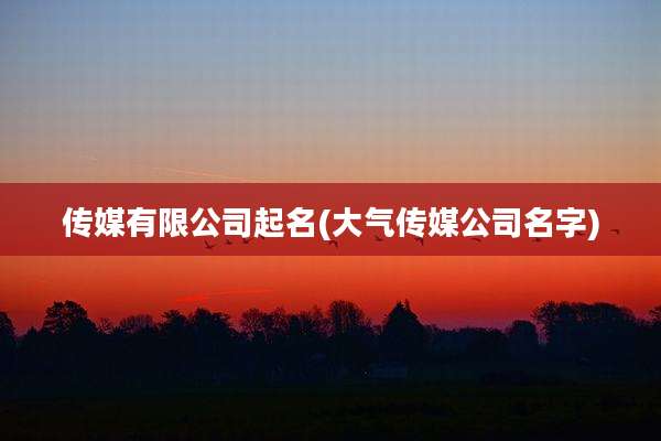 传媒有限公司起名(大气传媒公司名字)