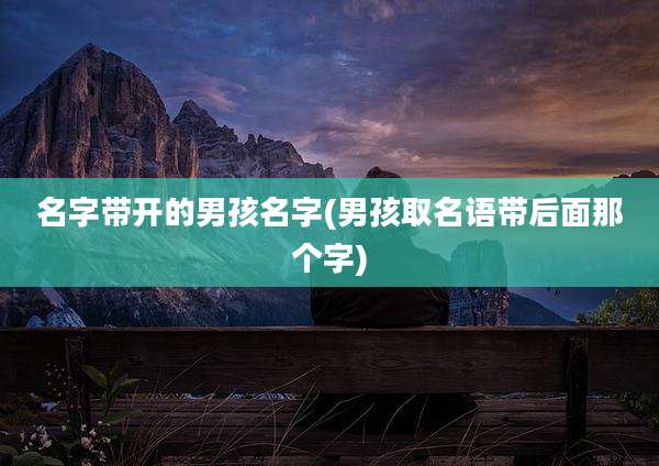 名字带开的男孩名字(男孩取名语带后面那个字)