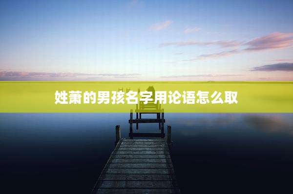 姓萧的男孩名字用论语怎么取