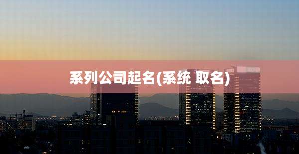 系列公司起名(系统 取名)