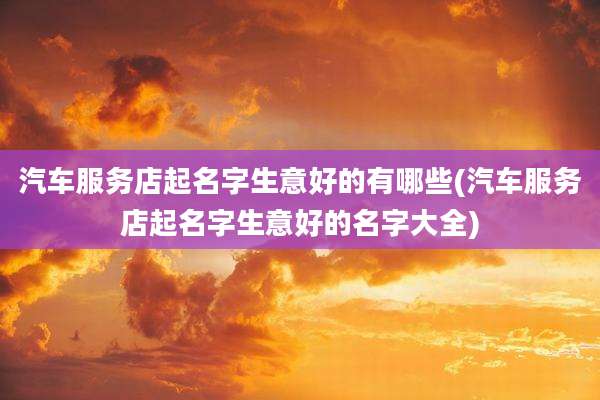 汽车服务店起名字生意好的有哪些(汽车服务店起名字生意好的名字大全)