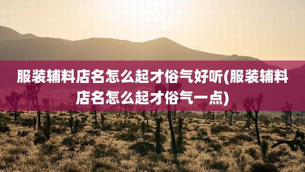 服装辅料店名怎么起才俗气好听(服装辅料店名怎么起才俗气一点)