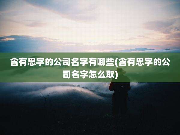 含有思字的公司名字有哪些(含有思字的公司名字怎么取)