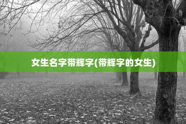 女生名字带辉字(带辉字的女生)