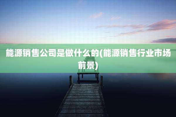 能源销售公司是做什么的(能源销售行业市场前景)