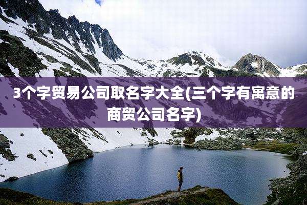 3个字贸易公司取名字大全(三个字有寓意的商贸公司名字)